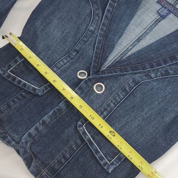 PS BACCINI Dark Denim Jean European style statement Blazer Jacket PETITE SMALL - Picture 3 of 16